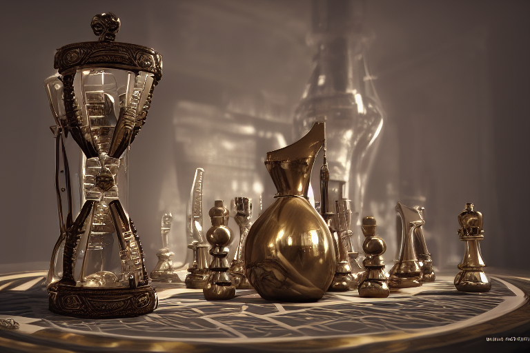 Hourglass and chess.
